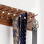 TreeHouse London Tie Rack Organizer – Holds 40 Large Ties – Solid Wood & Sturdy Metal Storage Holder for Closet – Wall Mounted Tie Display Hanger for Wall, Bedroom - (Walnut Tie Rack) 16" L X 4.25" H