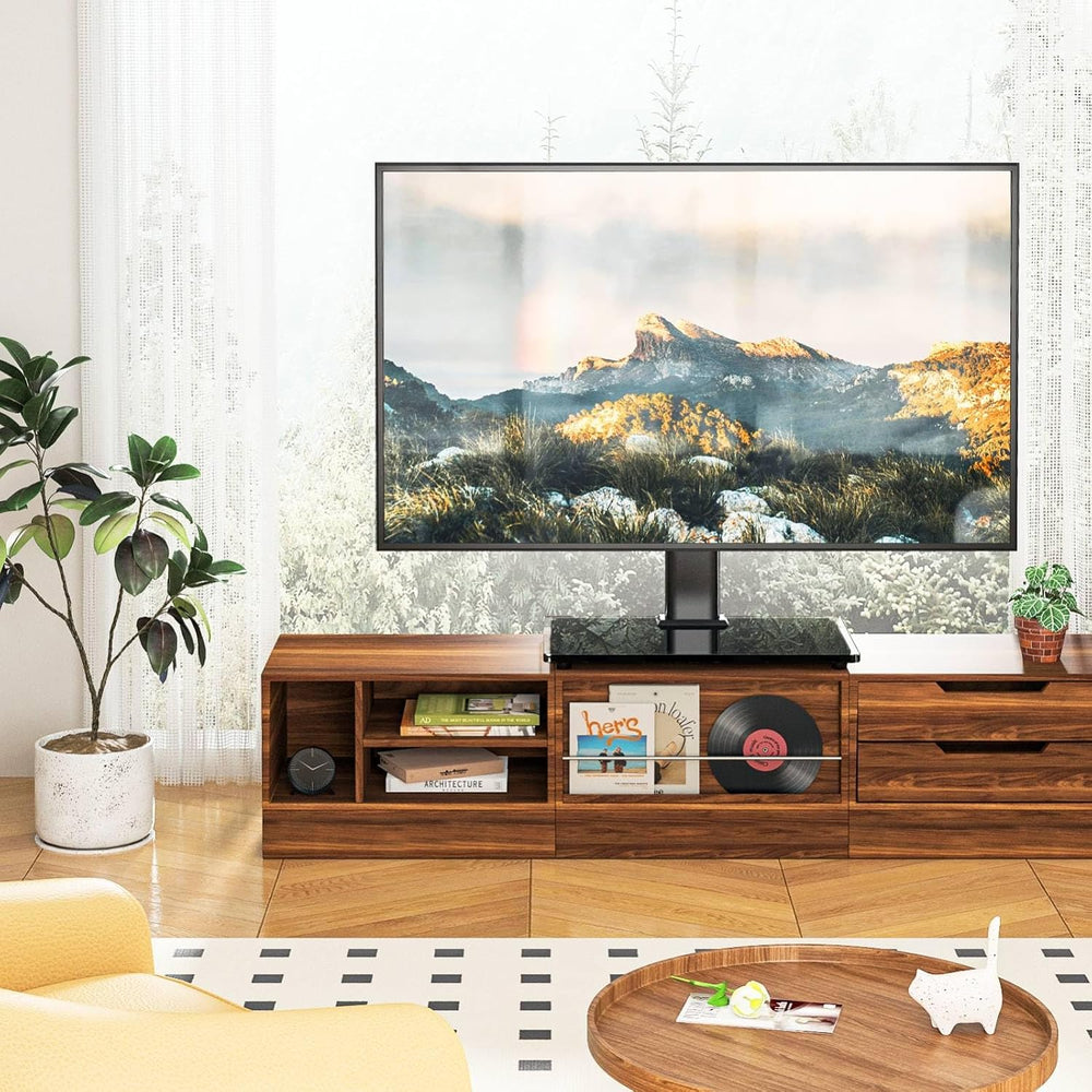 Rfiver Universal TV Stand for 27-60 inch TVs, Holds up to 88 Lbs | Tempered G...
