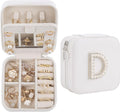 Birthday Gifts for Women: Initial Jewelry Box & Small Travel Jewelry Organizer for Wife, Girlfriend, Bridesmaid or Graduation Gifts