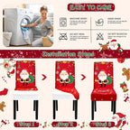 Christmas Chair Covers, Stretch Dining Room Chair Covers Set of 6, Christmas Decoration/Home Decor Chair Protector Slipcovers