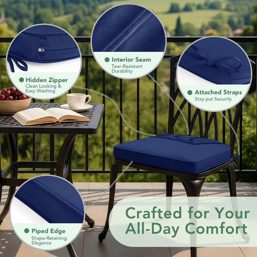 Summsun Outdoor Chair Cushions D-Shape, 17 x 16 Inch, Navy, Set of 4