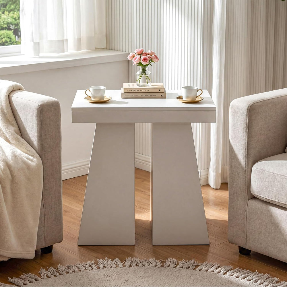 LITTLE TREE End Table for Couch, 24" Large Wooden End Table with Trapezo...