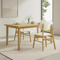 Wooden Dining Chairs Set of 2, Upholstered Modern Dining Room Chairs, Solid Oak Wood Kitchen Chairs with Soft Cushion Backrest for Farmhouse, Restaurant, Café (Cream Fabric & Original Color)