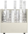 AdirOffice Adir Blue Print Storage Organizer - Mobile Roll File Cart, Construction Plan Holders, Blueprint Cabinet with Wheels, Roll Files Storage for Office and Home (50 Slots, White)