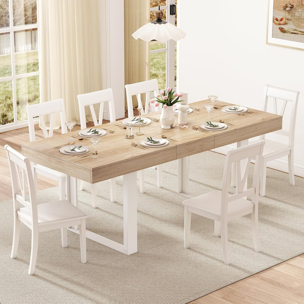 Zevemomo 63"-78.7" Expandable Dining Table, 6-10 Extendable Dining ...