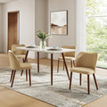 Dining Chairs Set of 4, Upholstered Kitchen Dining Room Chair Set Morden Accent Side Dinner Chair with Curved Padded Back Wood Legs for Restaurant/Cafe, Tan