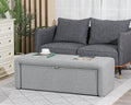 Homebeez 48" Storage Ottoman Bench with Side Opening, Large Storage Bench for Bedroom End of Bed, No Assembly Ottoman Foot Rest, Upholstered Entryway Bench for Living Room, Light Gray