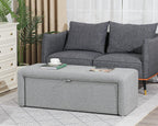 Homebeez 48" Storage Ottoman Bench with Side Opening, Large Storage Bench for Bedroom End of Bed, No Assembly Ottoman Foot Rest, Upholstered Entryway Bench for Living Room, Light Gray