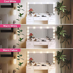 47.5” Vanity Desk with Large Mirror, 3 Colour Lighting Modes, Adjustable Brightness, Dresser with 3 Drawers & 2 Vertical Cabinets, Makeup Vanity Table for Women Girls
