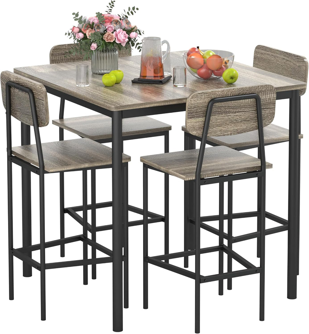 Kitchen Table and Chairs of 4, 5 Piece Dining Table Set, Classic Grey
