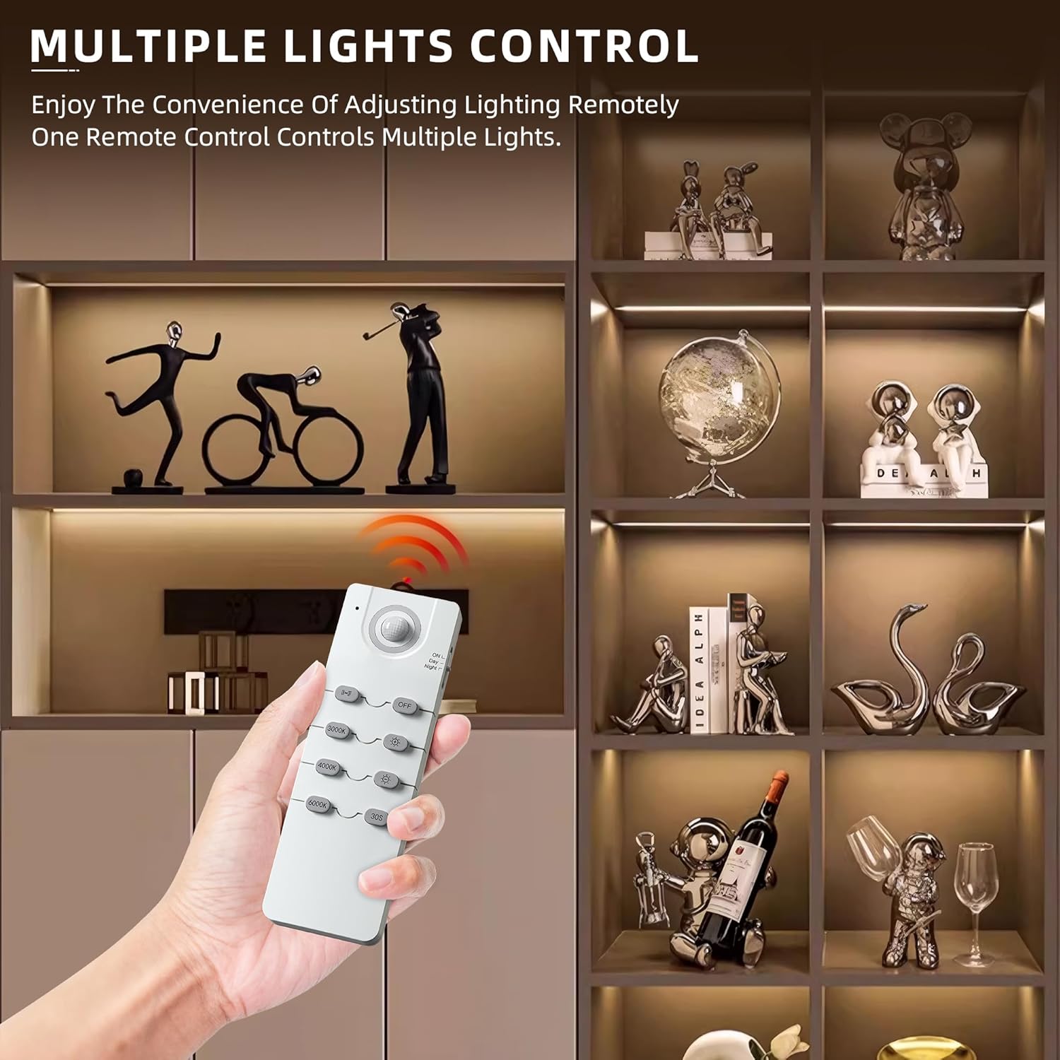 204 LED Under Cabinet Lights Wireless with Full Lighting,Rechargeable Closet Lights with Remote and Motion Sensor Indoor,Under Counter Light with CCT and Dimmable for Kitchen,Stair(3 Pack,23.6inch)
