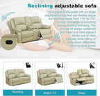 Recliner Sofa Set Couches for Living Room Chair Recycled Leather Fabric Living Room Furniture Sets, Adjusted Loveseat Reclining Couch Furniture Sofa Set for Theater Seating, Beige