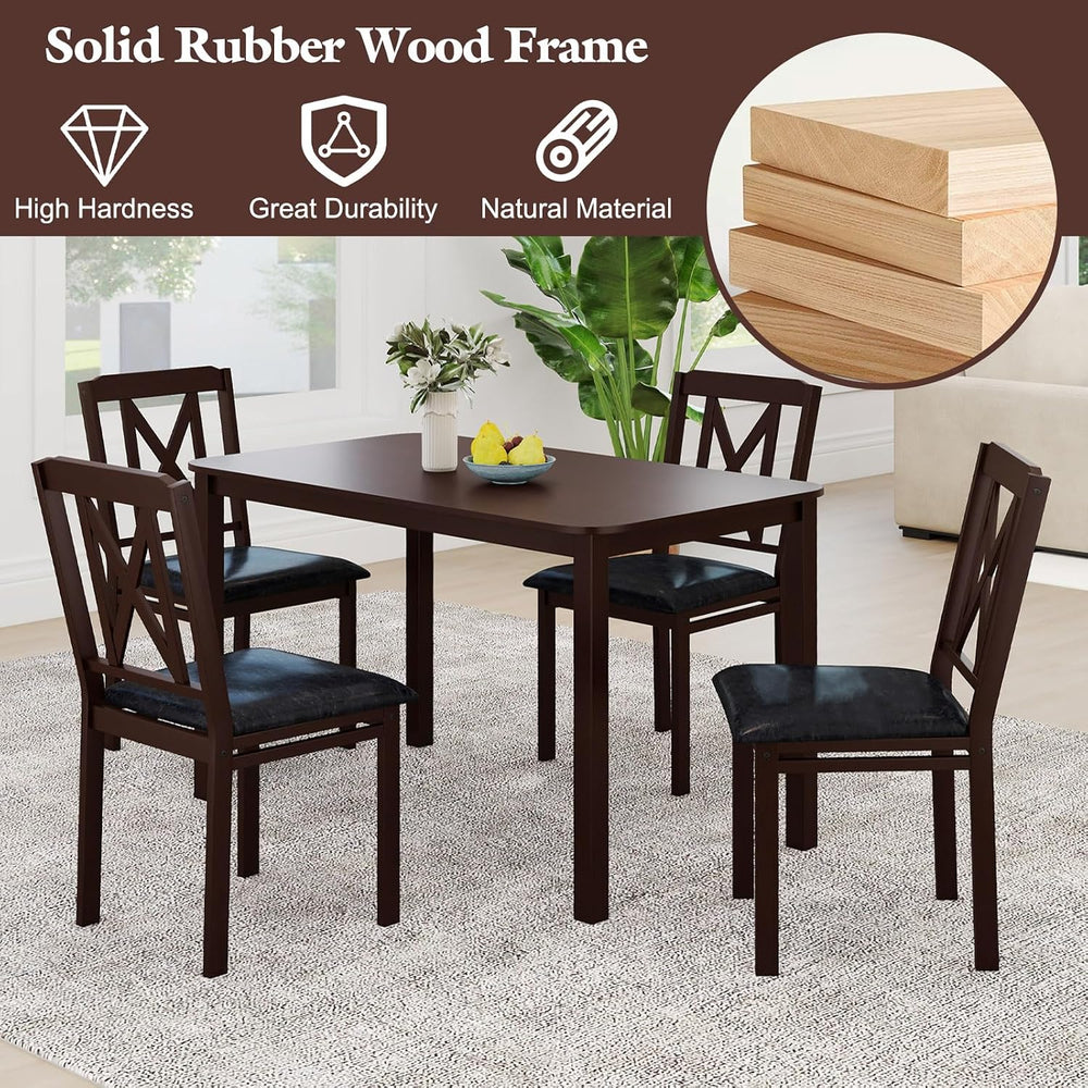 Giantex 5-Piece Dining Table Set for 4, 47" Rectangular Kitchen Table &a...