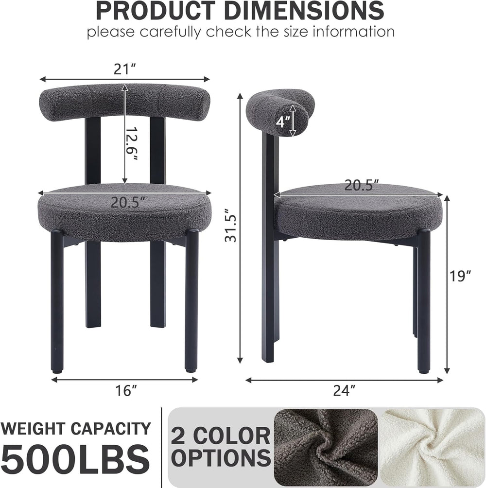 Boucle Dining Chairs Set of 4 Kitchen & Dining Room Chairs(Gray) | Mid Ce...