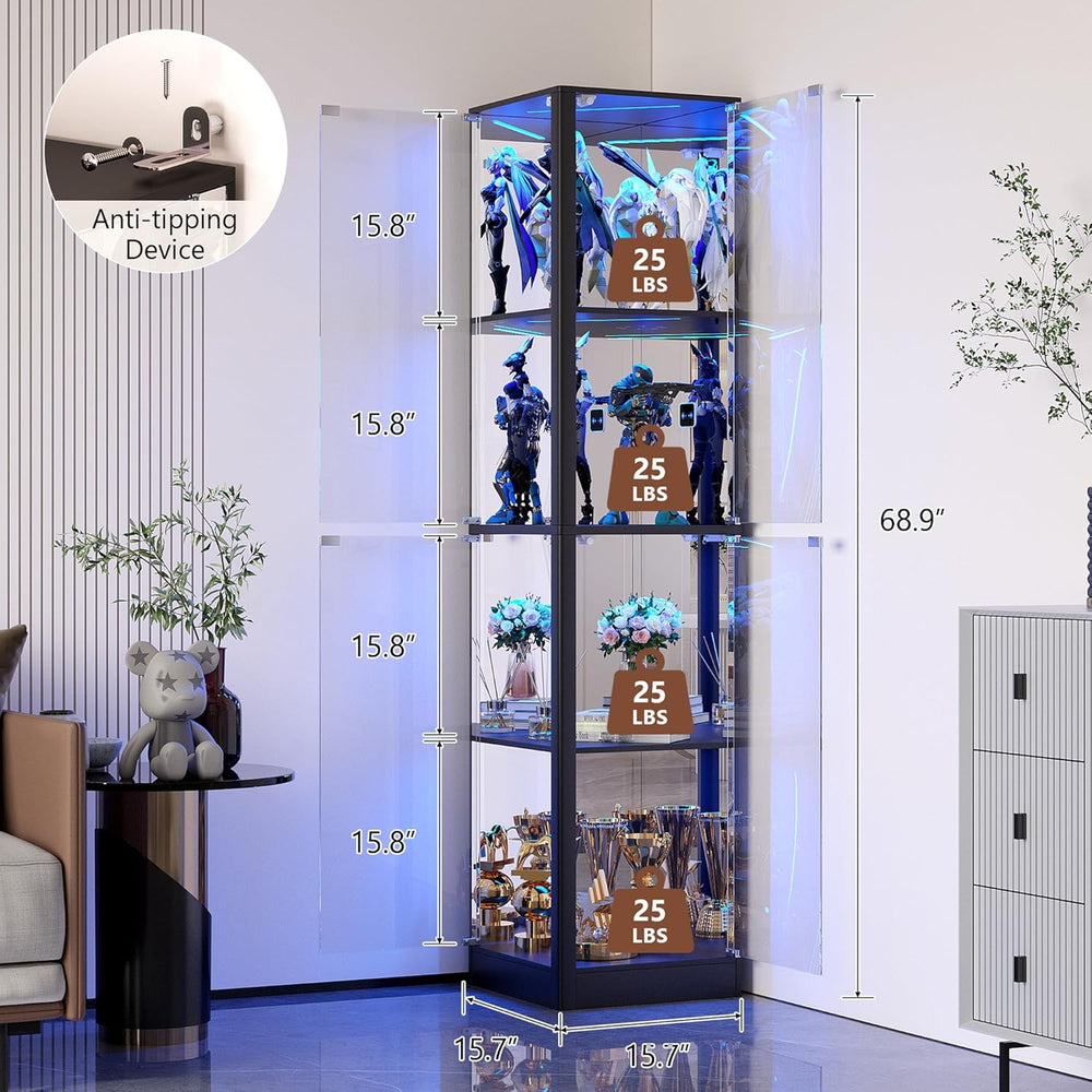 Dystler Corner Display Cabinet with Glass Doors & LED Lights