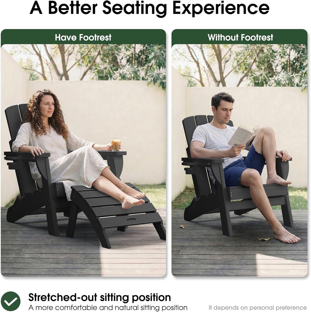 Adirondack Ottoman Footrest for Adirondack Chair, All-Weather HDPE Outdoor Fo...