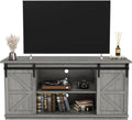 JUMMICO TV Stand for 65 Inch TV, Entertainment Center with Storage Cabinets and Sliding Barn Doors, Mid Century Modern Media TV Console Table for Living Room Bedroom (Pale Gray)