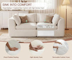 79'' Oversized Cloud Sectional Boneles Loveseat for Living Room, Modern Big Compressed 2 Seater Couch with 2 Throw Pillows, Comfy Chenille Deep Seat Memory Foam Spineless 2 Person Couch, Beige | No Assembly Needed, Premium Chenille, Flexible Modular, W...