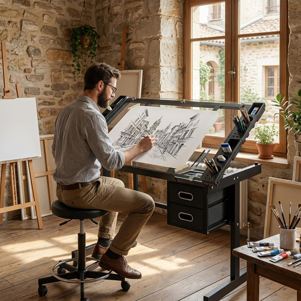 XEW Adjustable Drafting Table Desk Without Stool – Multi-Functional Art Desk ...