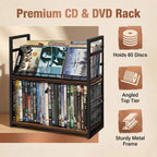 2-Tier CD/DVD Storage Rack for Desktop/Closet - 2 Pack | Holds 96 DVD Cases, for Blu-ray/Game Cases/Papers/Cards, Space-saving Desktop/Closet Stand