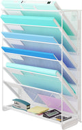Kuntine.B Wall File Organizer Hanging Magazine Holder (White, 7 Tier)