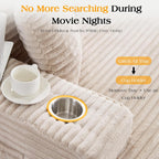 85 Inch Double Chaise Lounge Chair Indoor, Oversized Corduroy Upholstered Boneless Sofa Bed, Deep Seat Sleeper Couch Reading Chairs Cloud Sofas for Living Room, No Assembly Required, Beige