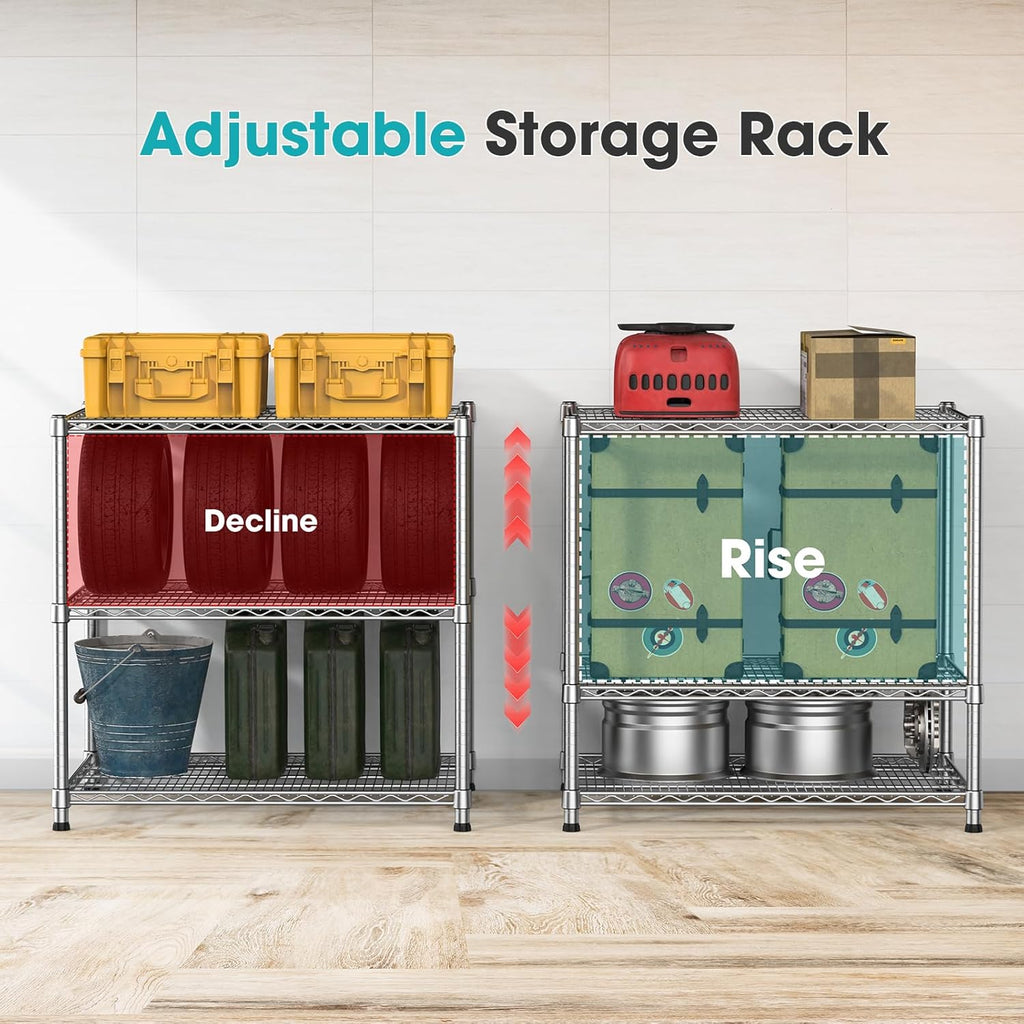 24"Depth Metal Wire Shelving Unit Storage Shelves Adjustable Kitchen shelf Microwave Stand Sturdy Steel Bakers Rack Standing Organizer 1650LBS for Commercial Pantry Garage Factory industrial warehouse