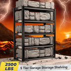 REIBII Storage Shelves Heavy Duty Garage Shelving 72" Adjustable Metal Shelves for Storage 5 Tier Garage Shelf for Kitchen Pantry Warehouse Basement, 3 Pack