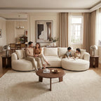 Oversized Curved Sectional Sofa, 125", 5-Seater, Upholstered, Boucle, Cloud | Boucle Upholstered Modular Couch with Chaise, Deep Seat Luxury Cloud Sofa, for Living Room, Apartment, Right Facing, Beige