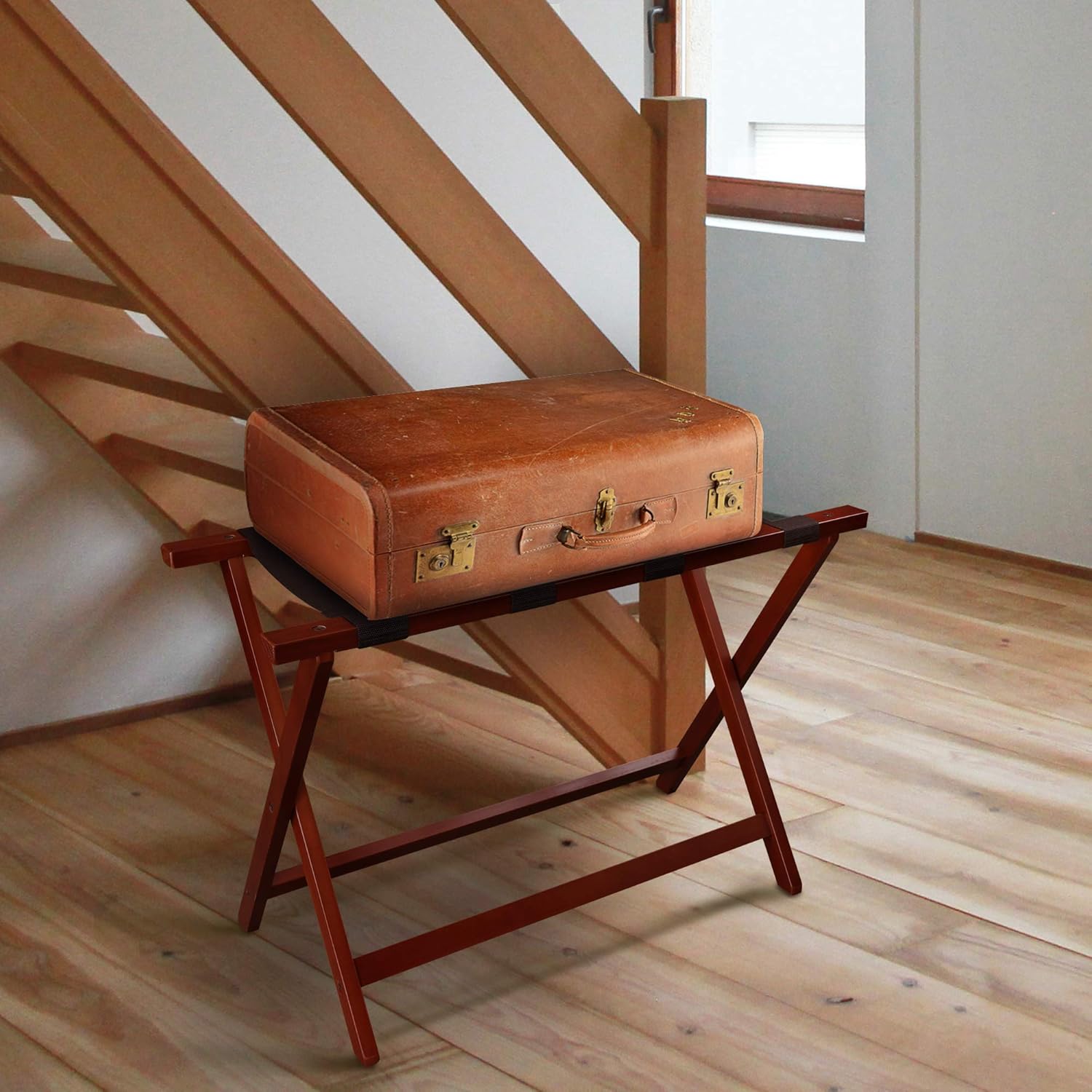 Heavy Duty 30" Extra Wide Luggage Rack - Walnut