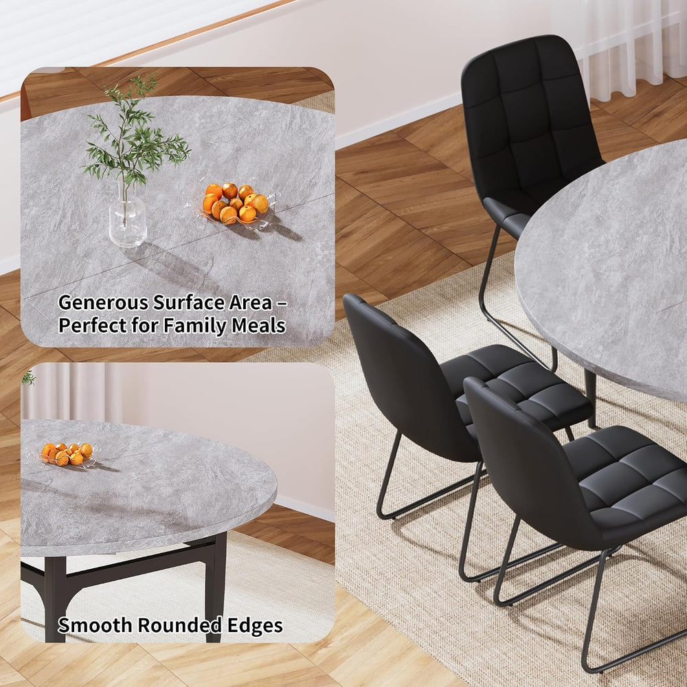 HIPIHOM Expandable Folding Dining Table Set, 55-Inch Round to Square Table wi...