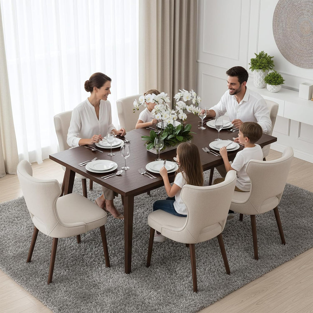 Upholstered Dining Chairs Set of 4, Kitchen Chairs with Curved Backrest | Woo...