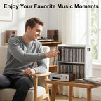 Stackable Double Layer CD Storage Rack, CD Holder for CD Cases, Holds 58 CD Cases, Space-Saving CD Case Organizer for Home & Theater Room, Ideal Gift for Music Lovers & CD Collectors