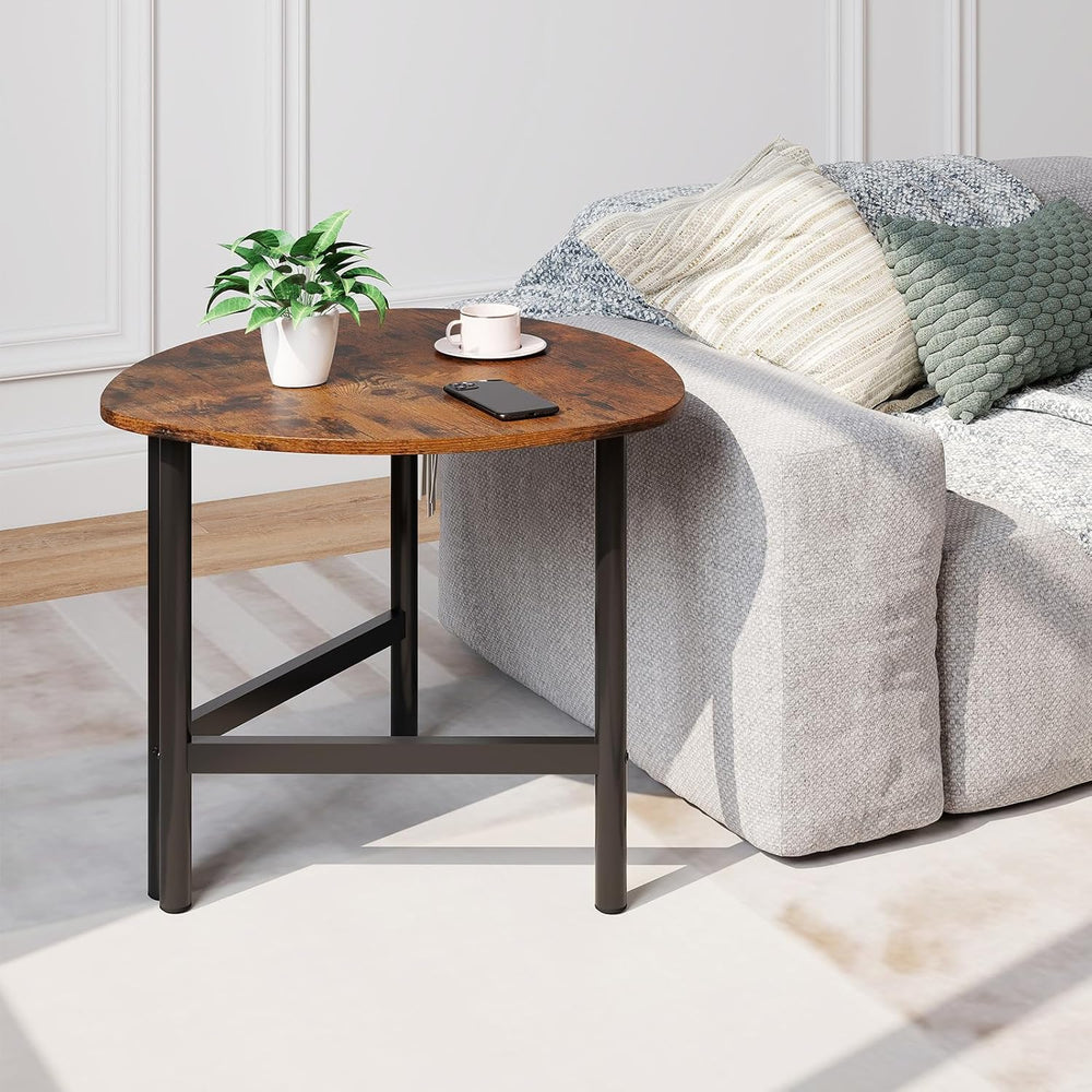 Giantex Triangle End Table, Wood Side Table with Metal Legs, Sofa Couch Accen...