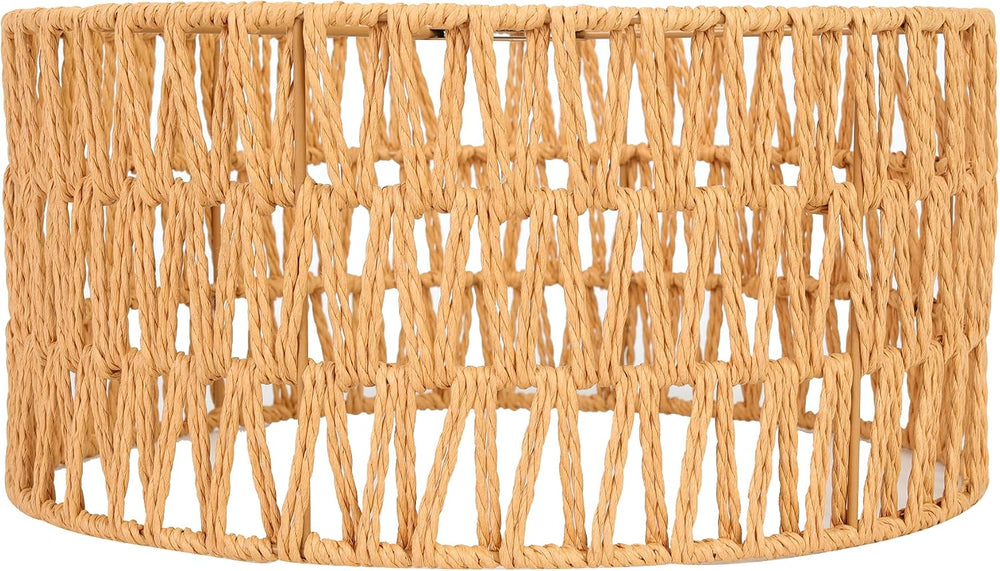 Natural Handwoven Rattan Boho Wicker Lamp Shade Replacement, 1-5/8" Fitter