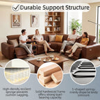 Power Reclining Sectional Sofa with Speakers, L-Shaped Air Leather Recliner Sectional Couch with USB Ports, Cup Holders & Storage Console, Luxury Living Room Furniture Set for Home, Office & Apartment