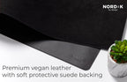 Nordik Leather Desk Mat Cable Organizer - Pebble Black 35 X 17 inch - Premium Mouse Mat - Felt Vegan Leather Desk Pad Protector - Desk Blotter Matt Keyboard - Large Desk Matt for Desktop Computer