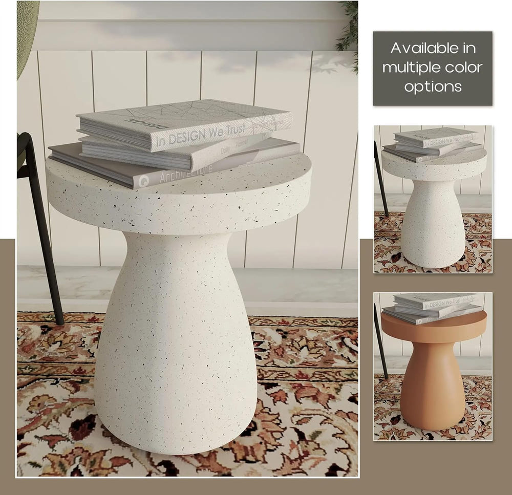 LeisureMod Wisp 16" Modern Wide Round Fiberstone Hourglass Design Side T...
