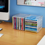 STORi Stackable Clear Plastic CD Organizers (2 Pack) Cube Jewel Case Holders Perfect for Theatre Room | Holds up to 12 CD Cases per Organizer | Made in USA