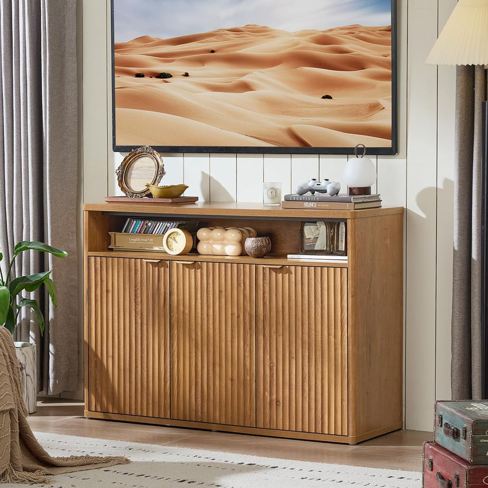 LEYAOYAO Fluted Buffet Cabinet with Storage, 45" Wide Modern Sideboard C...
