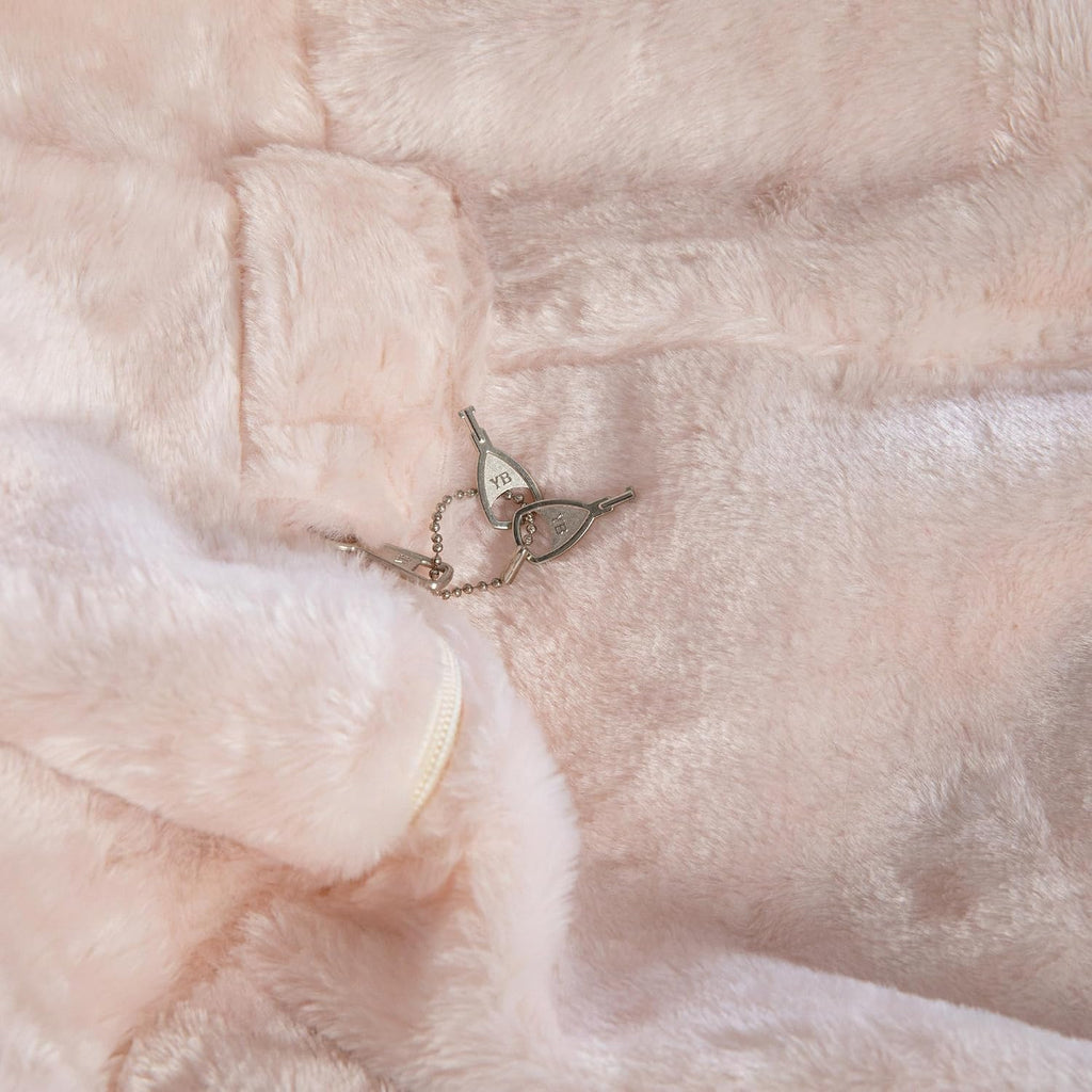 EMMA + OLIVER Daisy Small Blush Furry Bean Bag Chair for Kids and Teens