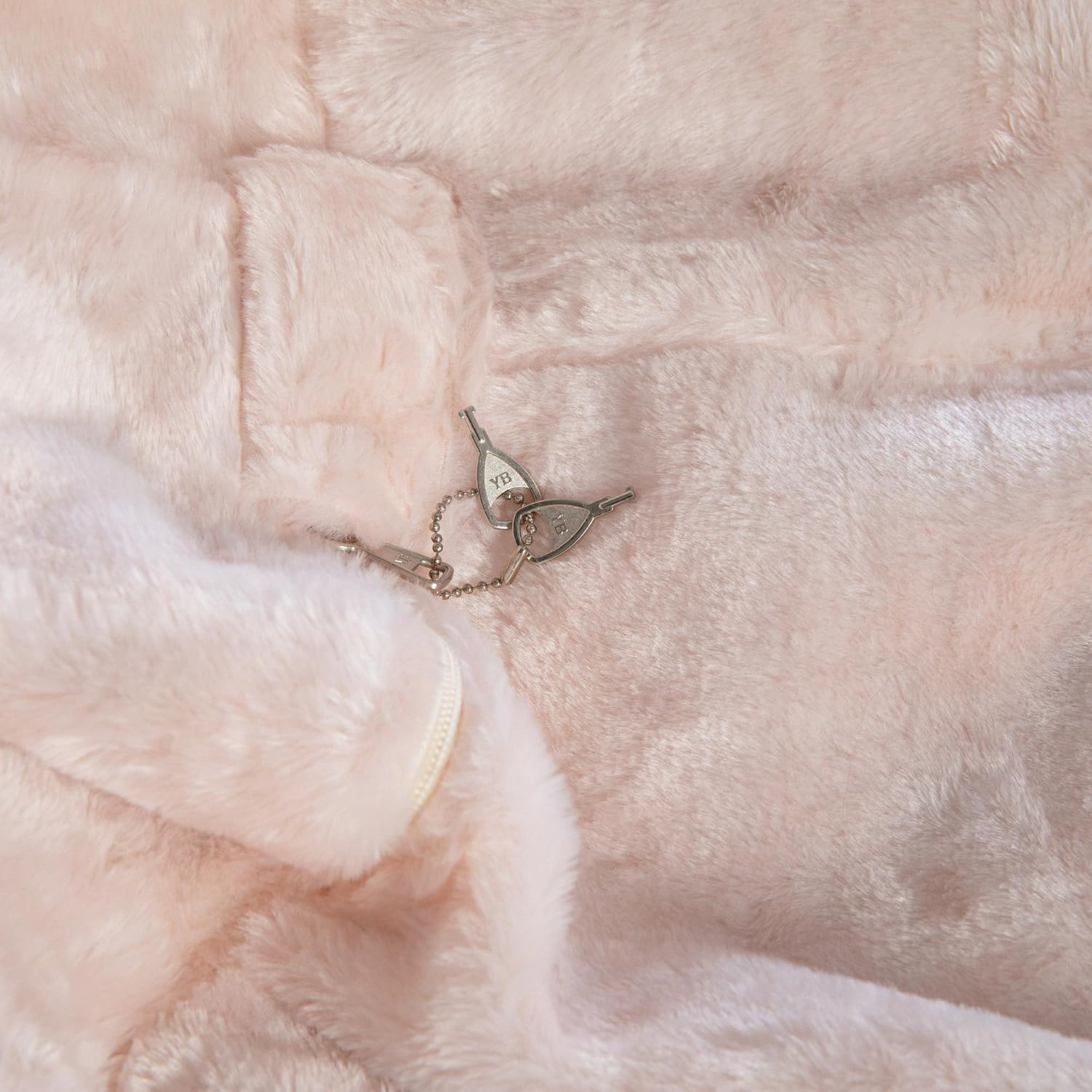 EMMA + OLIVER Daisy Small Blush Furry Bean Bag Chair for Kids and Teens