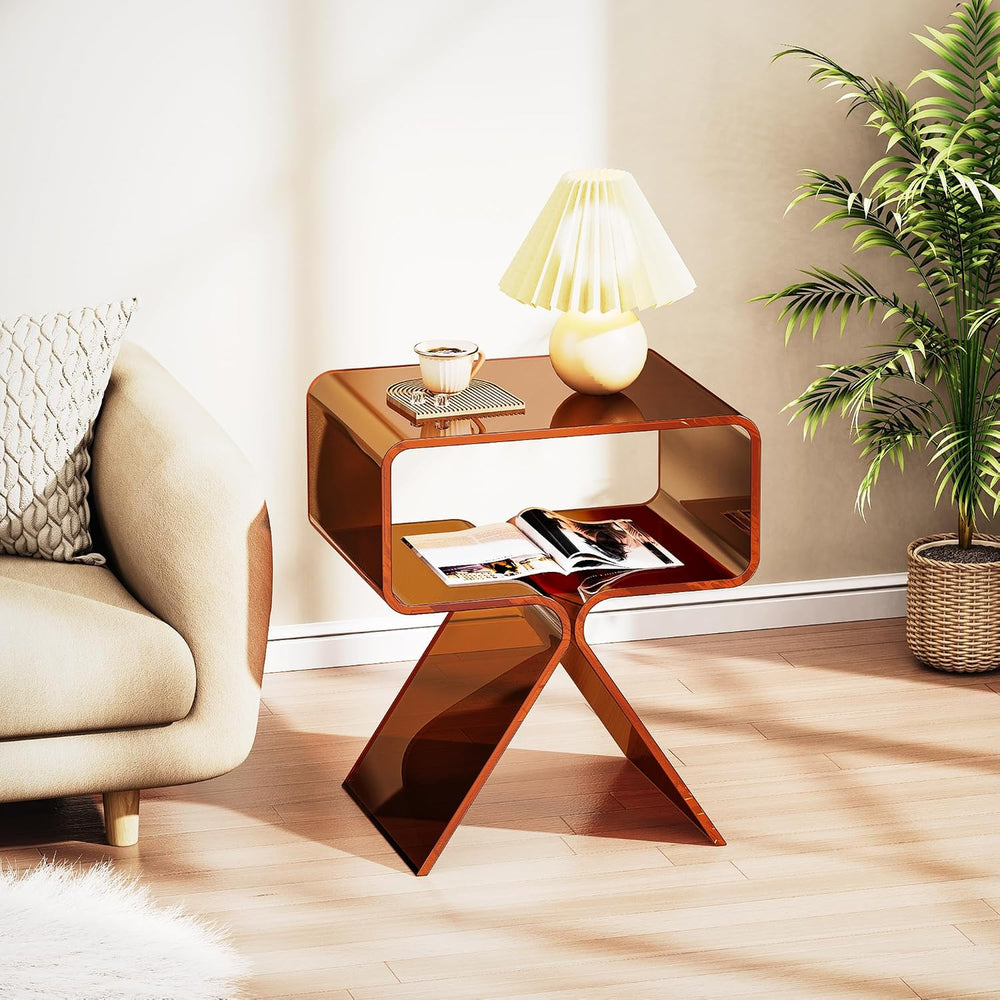 Acrylic Nightstand Side Table Modern Design Clear Home Decor Display End Tabl...
