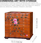Hand-Painted Wooden Jewelry boxes for women,large jewlrey box&organizers for necklace hanger,jewerly organizer,9-layer large capacity jewelry storage box,jewelry cabinet