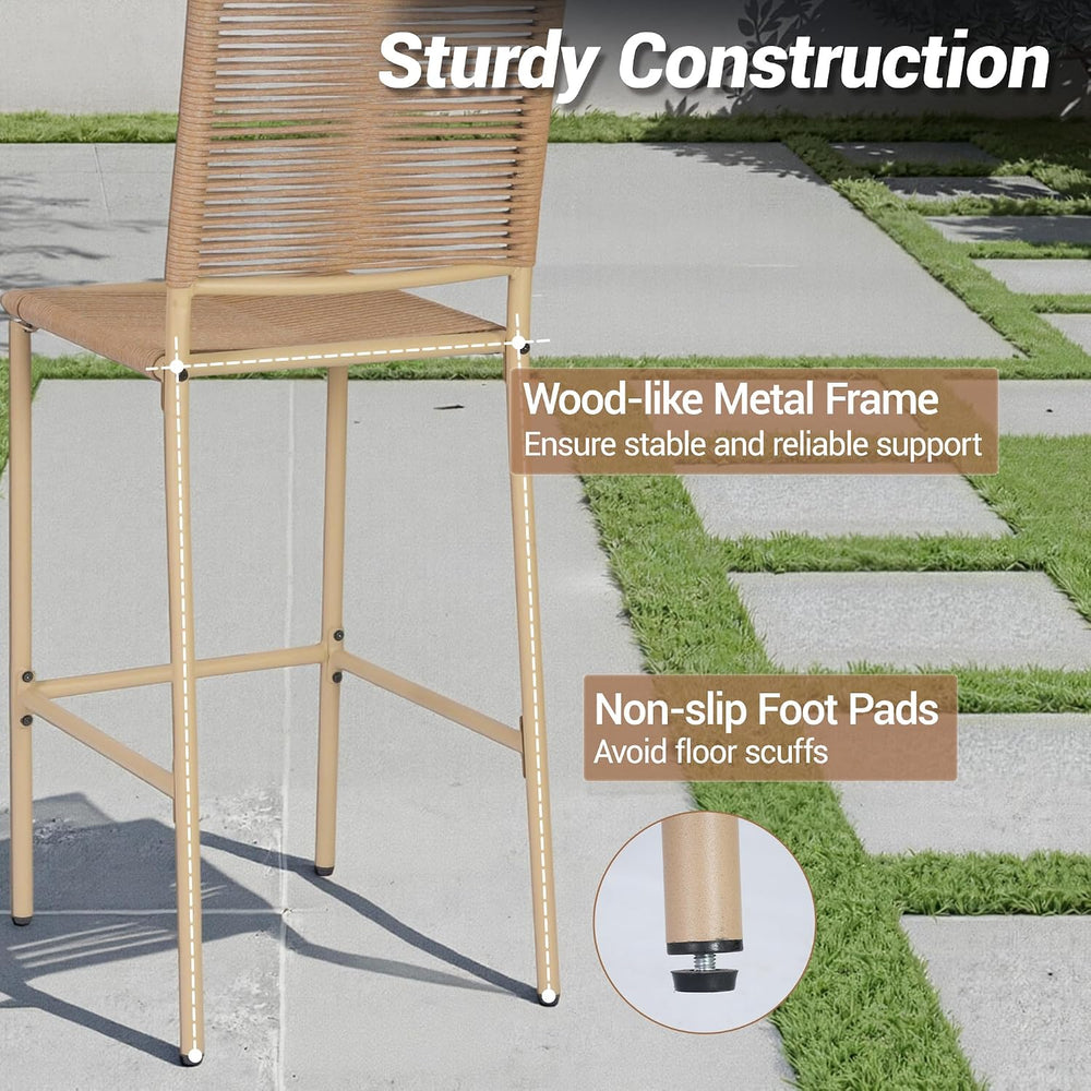 Outdoor Counter Bar Stools Set of 4, 30" Height Patio Rattan Stools, All...