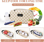 Cerbonny Small Cooler Bag Freezable Lunch Bag for Work School Travel,Small Lunch Bag,insulated snack bag For Adults/Kids,Mini Cooler,Lunch bag small Fit For Yogurt（Khaki Checkerboard