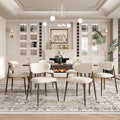 Dining Chairs Set of 6, Curved Back Kitchen Room Chairs with Metal Legs and Anti Slip Pads, Upholstered Dining Chair for Home and Restaurant, Beige