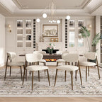 Dining Chairs Set of 6, Curved Back Kitchen Room Chairs with Metal Legs and Anti Slip Pads, Upholstered Dining Chair for Home and Restaurant, Beige