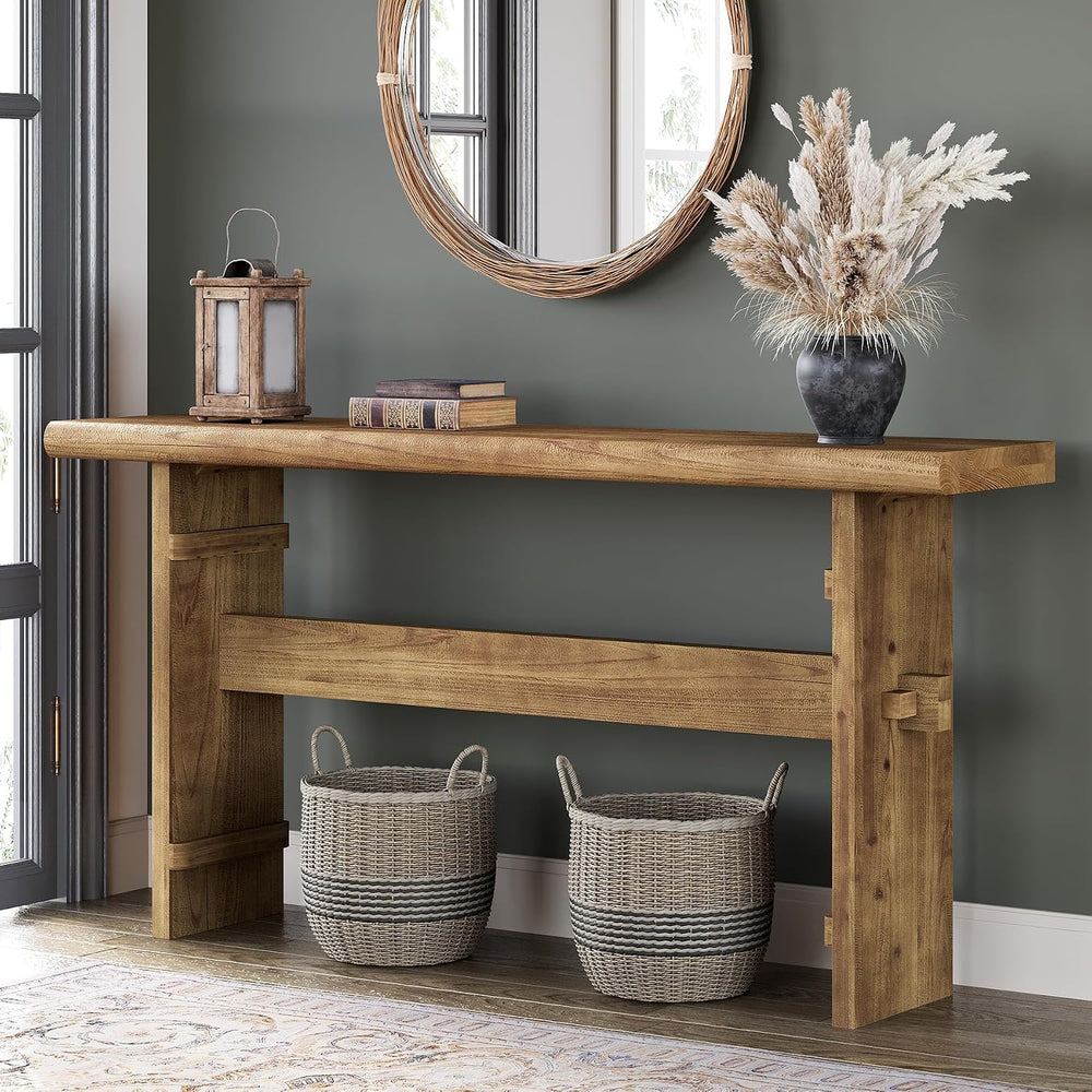 TRIBEWOOD 63-Inch Solid Wood Console Table for Entryway, Narrow Long Farmhous...