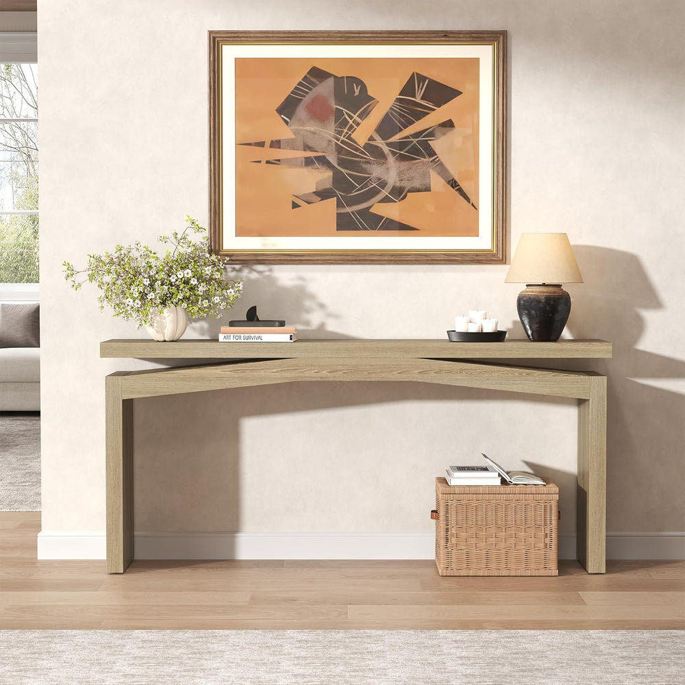 Epecoya 63 Inch Console Table for Entry Way Modern, Light Tan Wood | Farmhous...